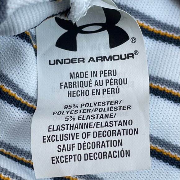 Under Armour Men's White Striped Heatgear Polo Shirt With Loose Fit Sz 2XL - Picture 7 of 8